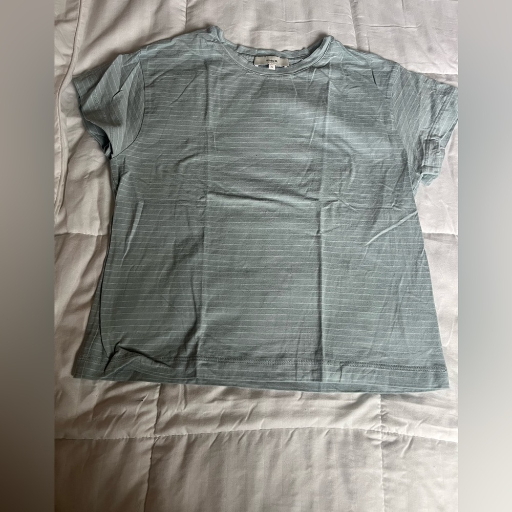 Vince Light Blue Striped T-Shirt
